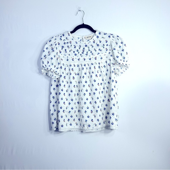 Zadig and Voltaire Floral Lace Peasant Prairie Top Sz XS - Picture 2 of 16